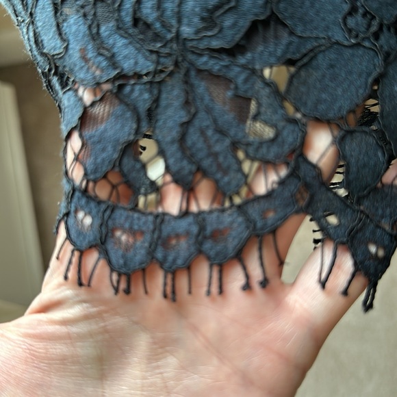 Banana Republic Navy Black Lace Sleeveless Cocktail Dress with Back Cut Out 12P - Picture 5 of 10